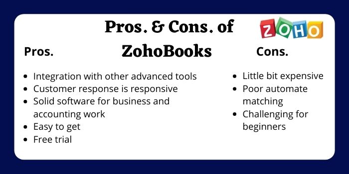 Pros. & Cons. of ZohoBooks 
